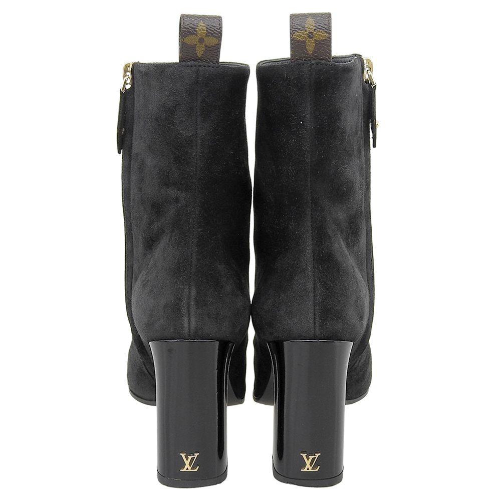 Louis Vuitton Suede LV Donna Line Chunky Heels Boots Shoes Black — view 3