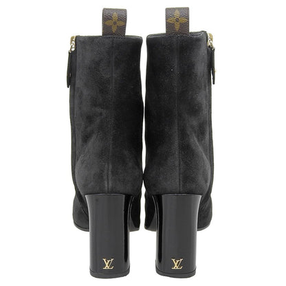 Louis Vuitton Suede LV Donna Line Chunky Heels Boots Shoes Black — view 3