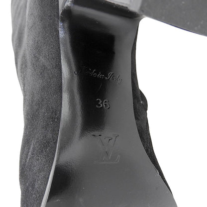 Louis Vuitton Suede LV Donna Line Chunky Heels Boots Shoes Black — view 6