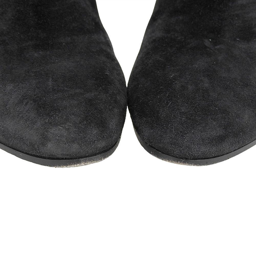 Louis Vuitton Suede LV Donna Line Chunky Heels Boots Shoes Black — view 4
