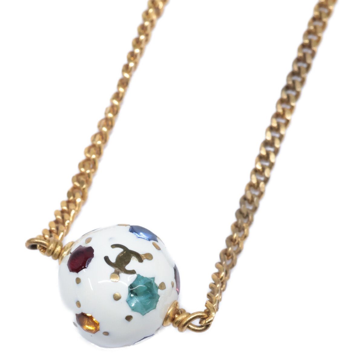 Chanel CC Logo Soccer Ball Motif Multi Stone Bracelet — view 4