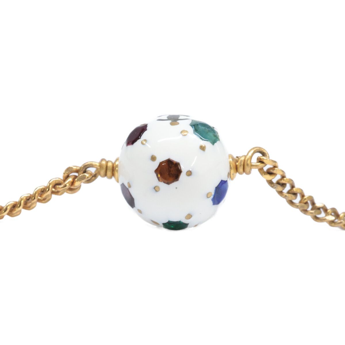 Chanel CC Logo Soccer Ball Motif Multi Stone Bracelet — view 7