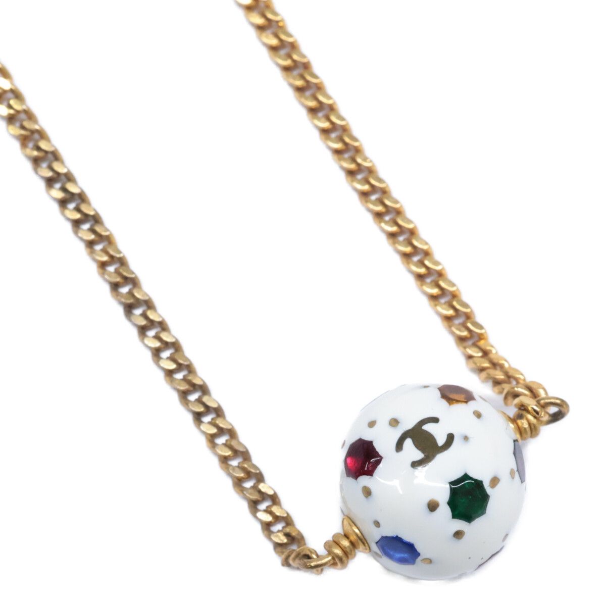 Chanel CC Logo Soccer Ball Motif Multi Stone Bracelet — view 5