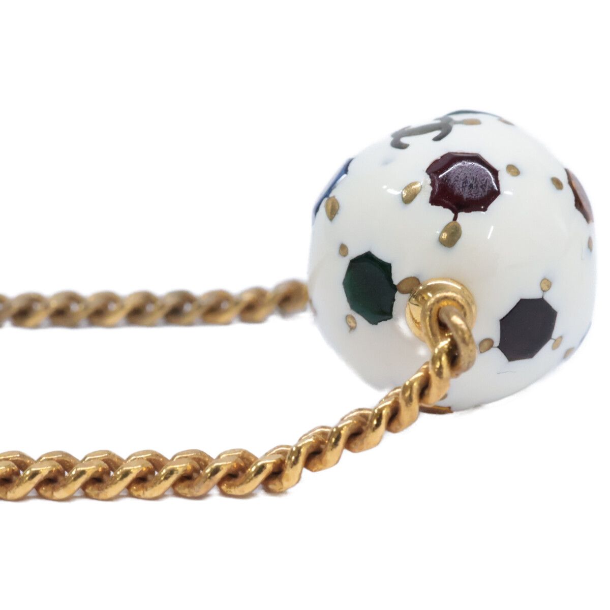 Chanel CC Logo Soccer Ball Motif Multi Stone Bracelet — view 6
