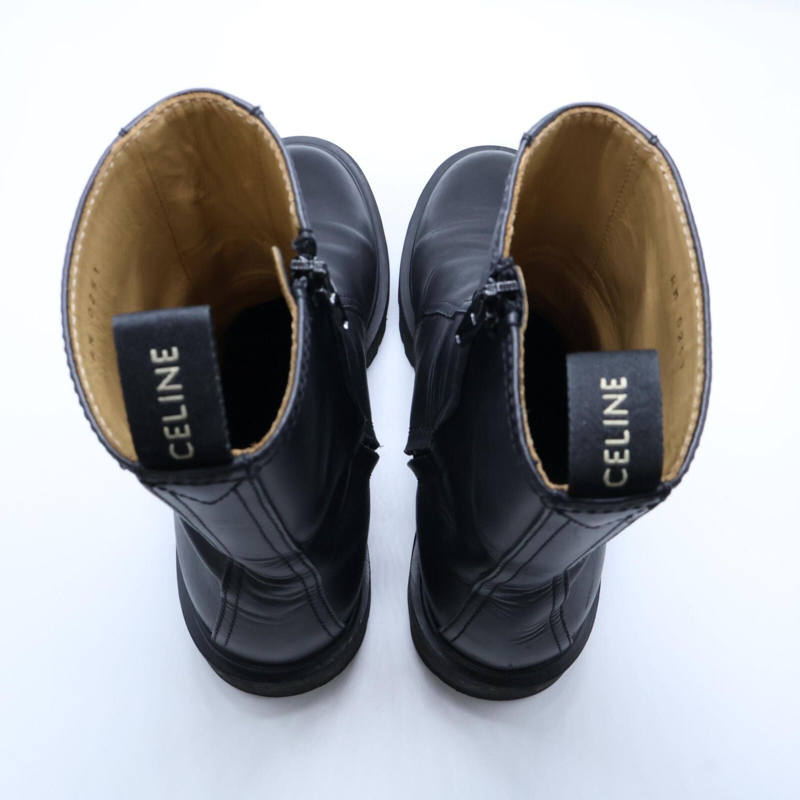 Celine Triomphe Leather Side Zip Boots — view 5