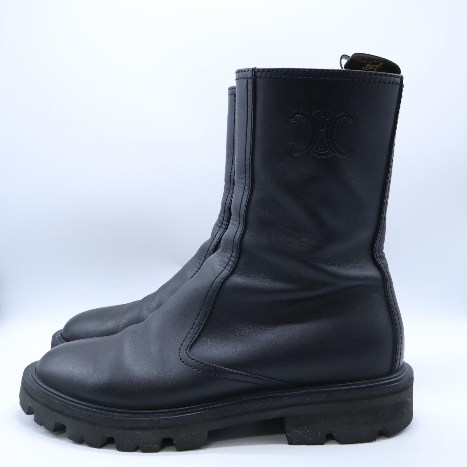 Celine Triomphe Leather Side Zip Boots — view 2