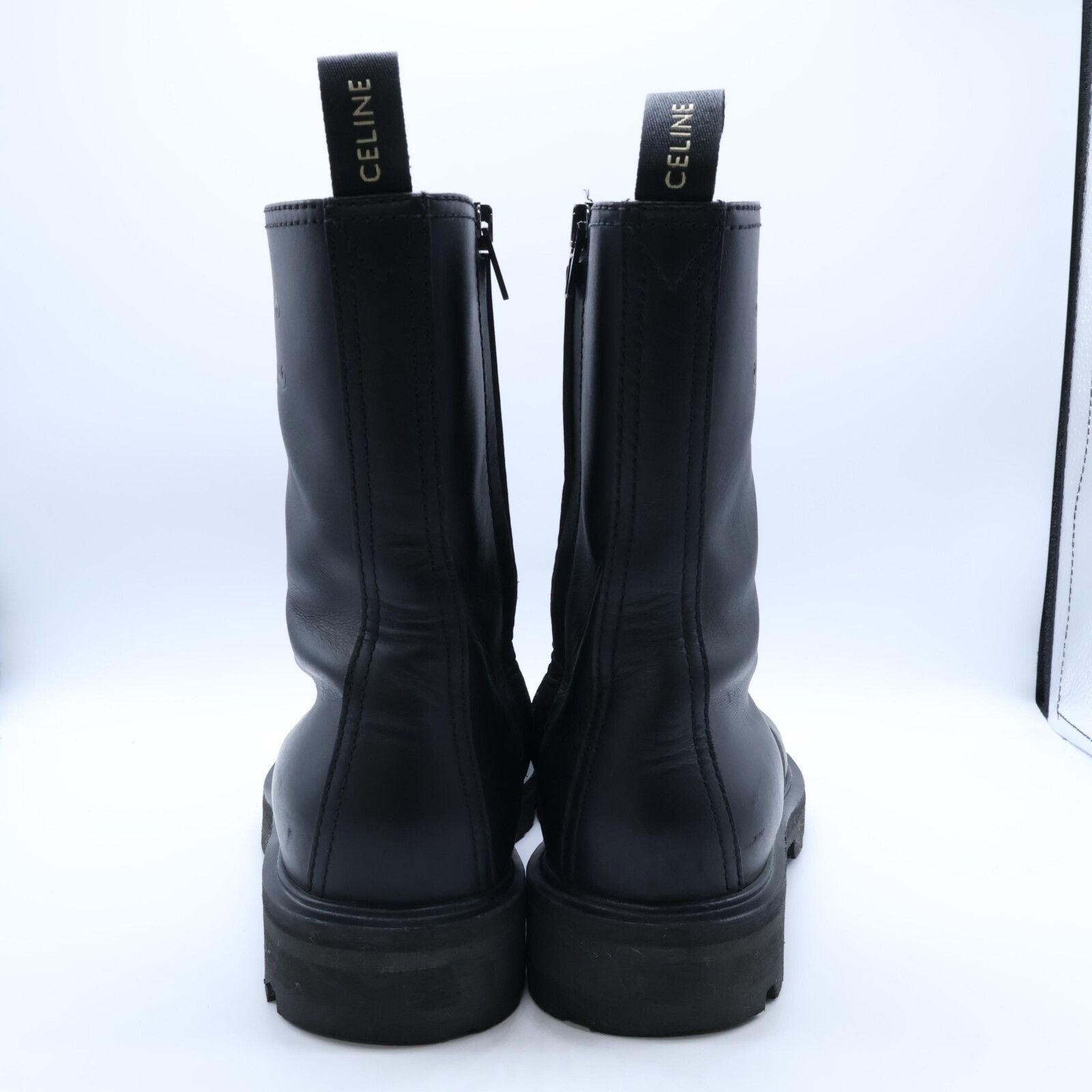 Celine Triomphe Leather Side Zip Boots — view 3