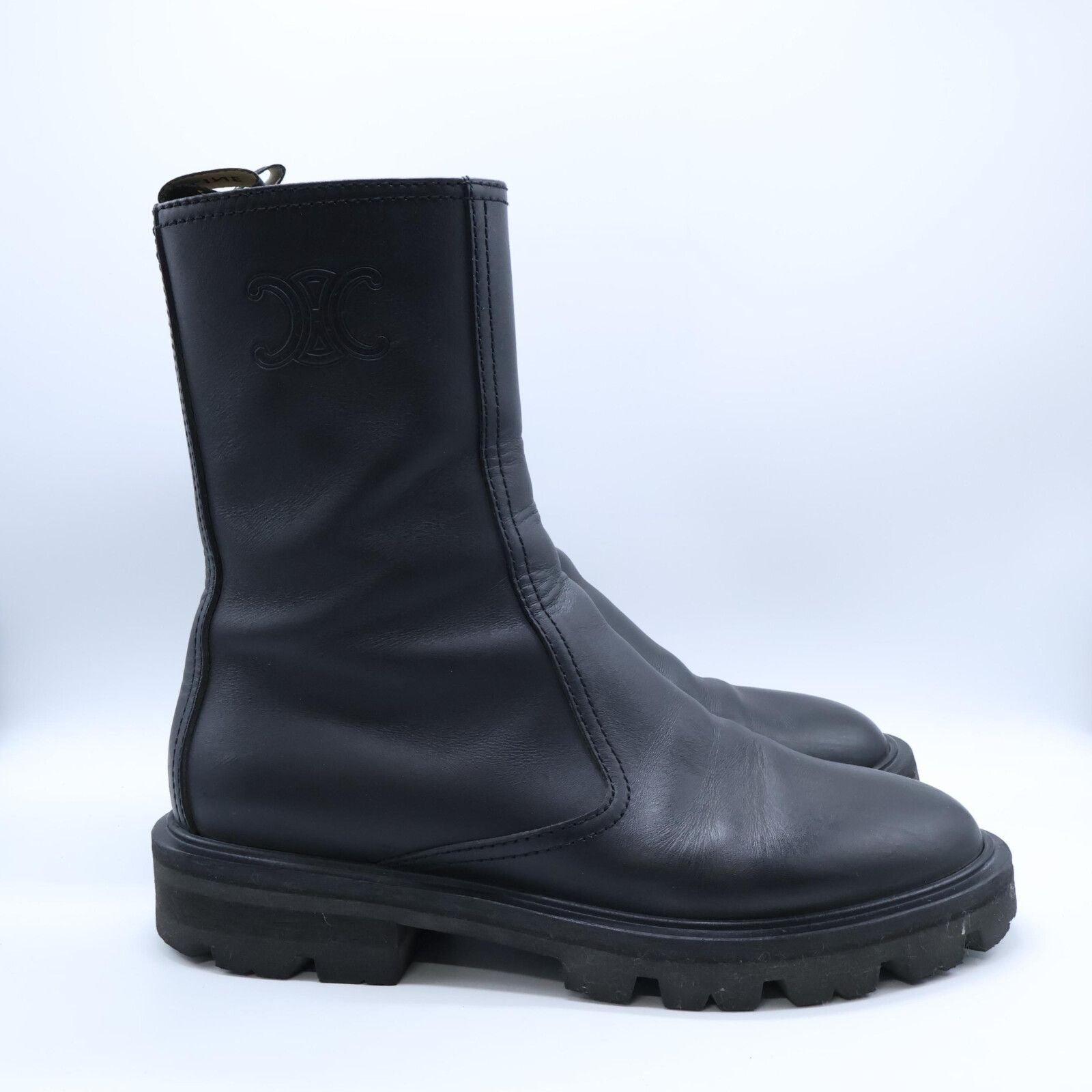 Celine Triomphe Leather Side Zip Boots — view 4