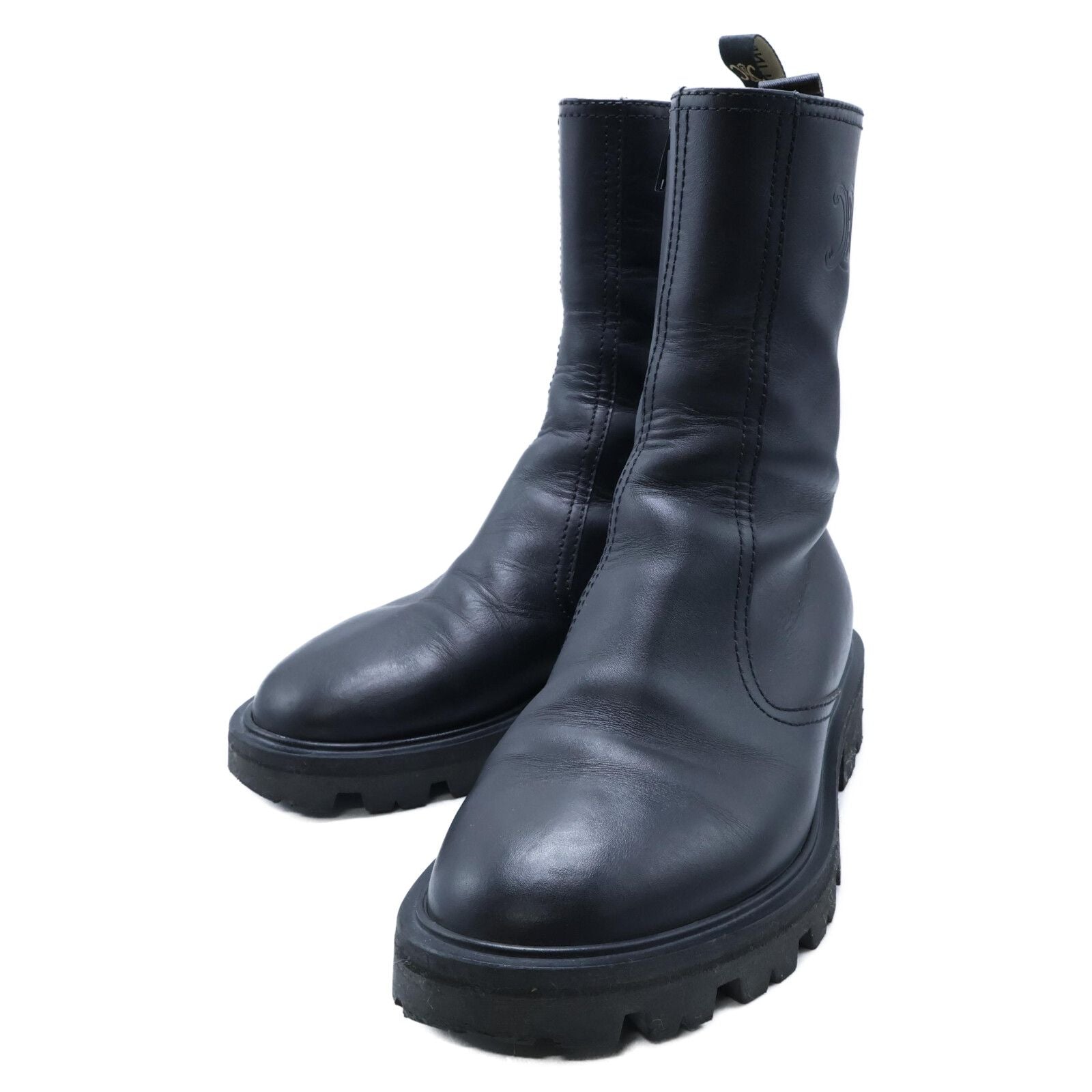 Celine Triomphe Leather Side Zip Boots