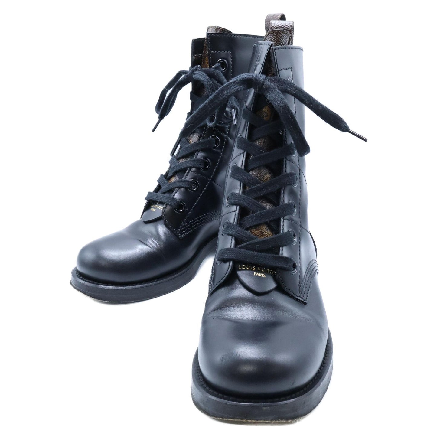 Louis Vuitton Metropolis Line Monogram Leather Ankle Lace Up Short Boots