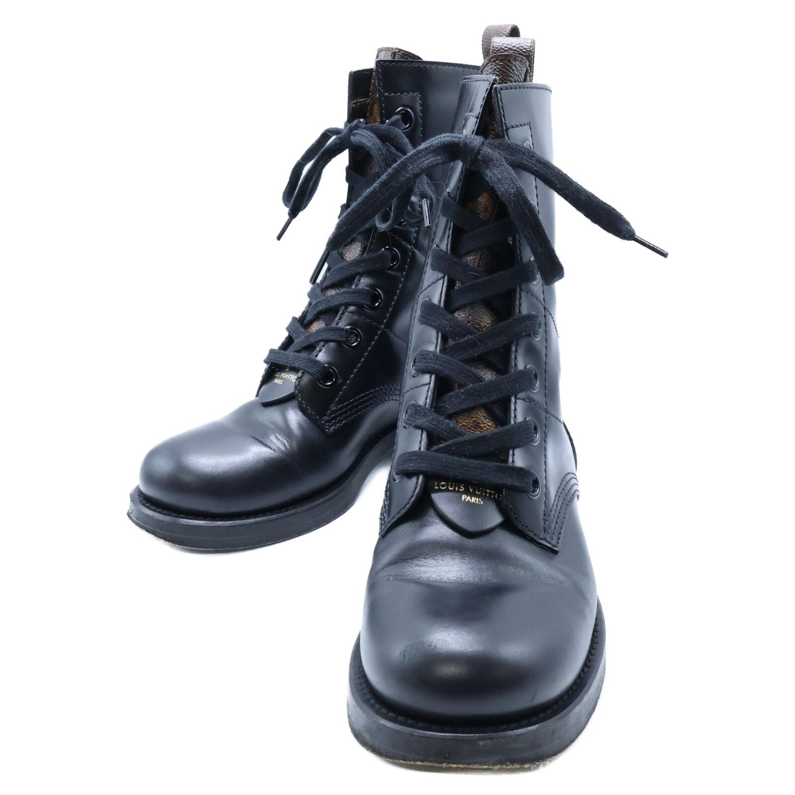 Louis Vuitton Metropolis Line Monogram Leather Ankle Lace Up Short Boots