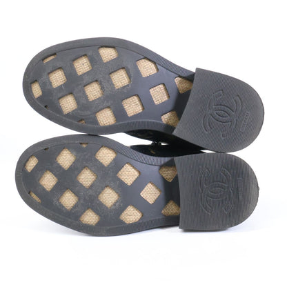 Chanel CC Logo Print Canvas Back Boa Short Boots 36c — view 6