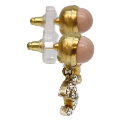 Chanel Pink Pearl Gold CC Logo Rhinestone Earrings — view 4