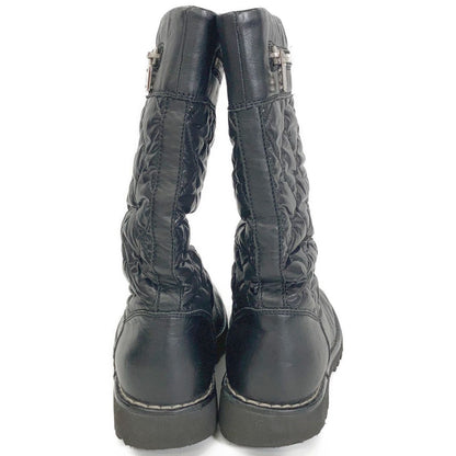 Chanel CC Logo Quilted Nylon Leather Boots — view 3