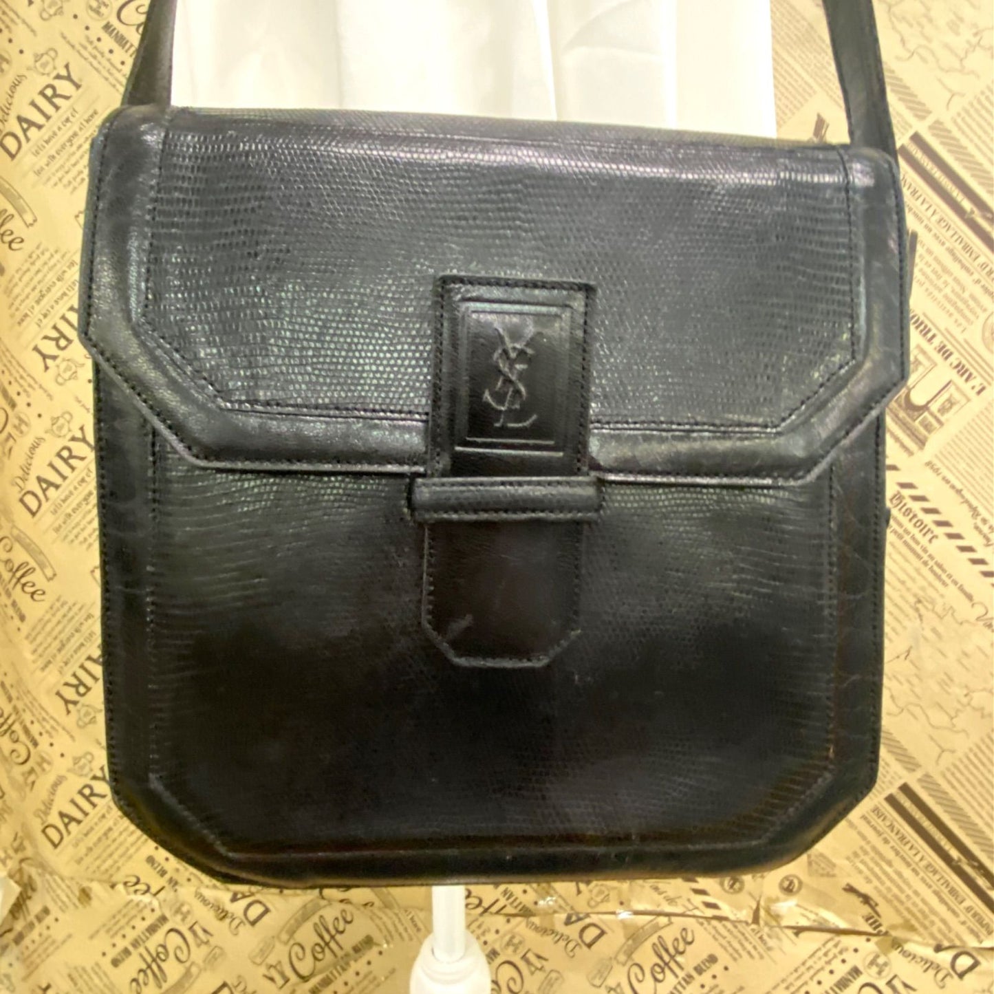Saint Laurent Yves Shoulder Bag YSL Leather Black