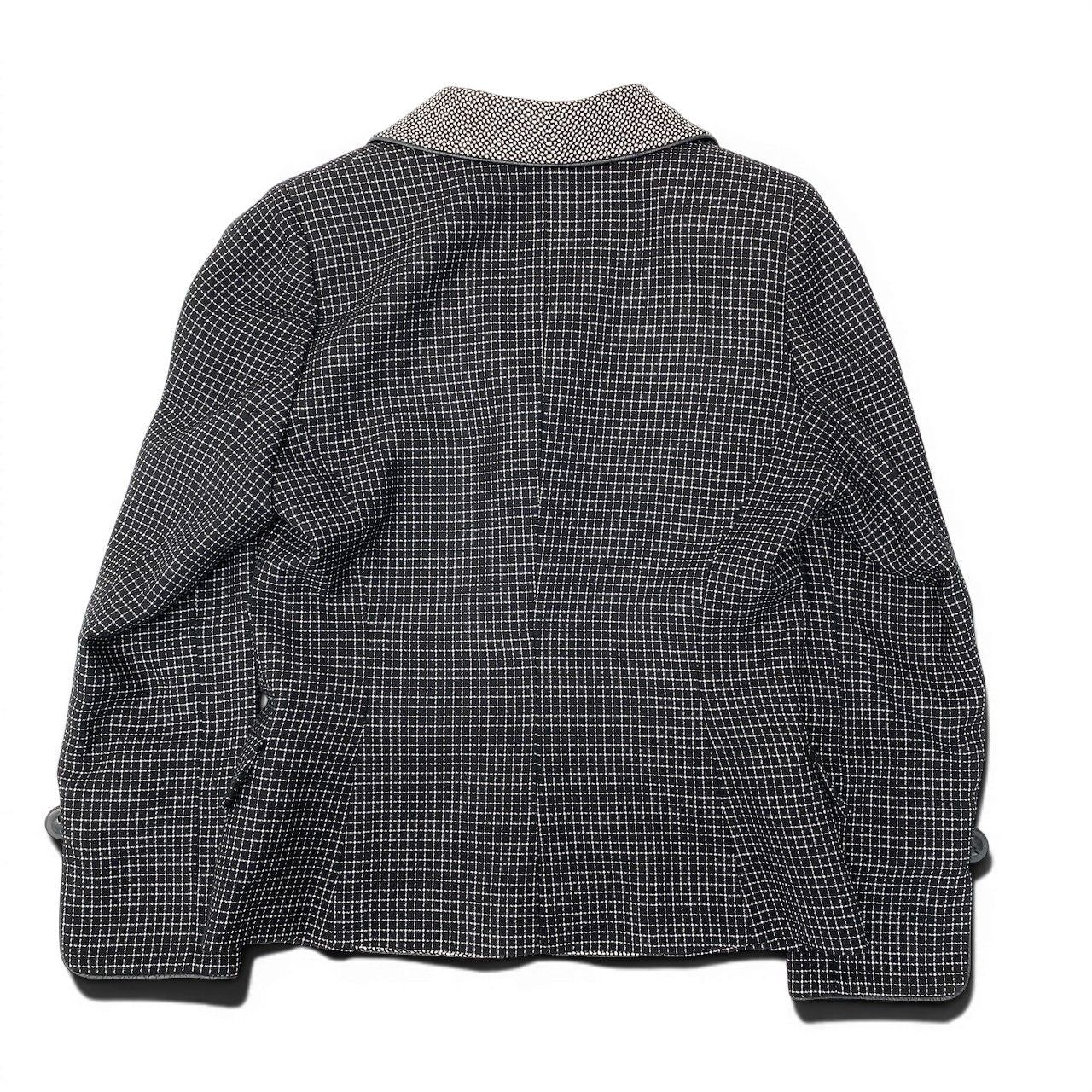 Dior Tailored Jacket Leather Piping Plaid All Over Pattern 9 Black White — view 3