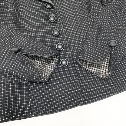 Dior Tailored Jacket Leather Piping Plaid All Over Pattern 9 Black White — view 6