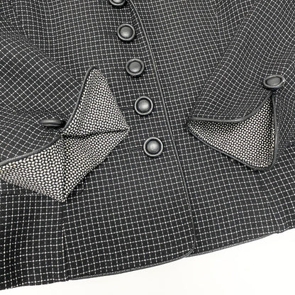 Dior Tailored Jacket Leather Piping Plaid All Over Pattern 9 Black White — view 7