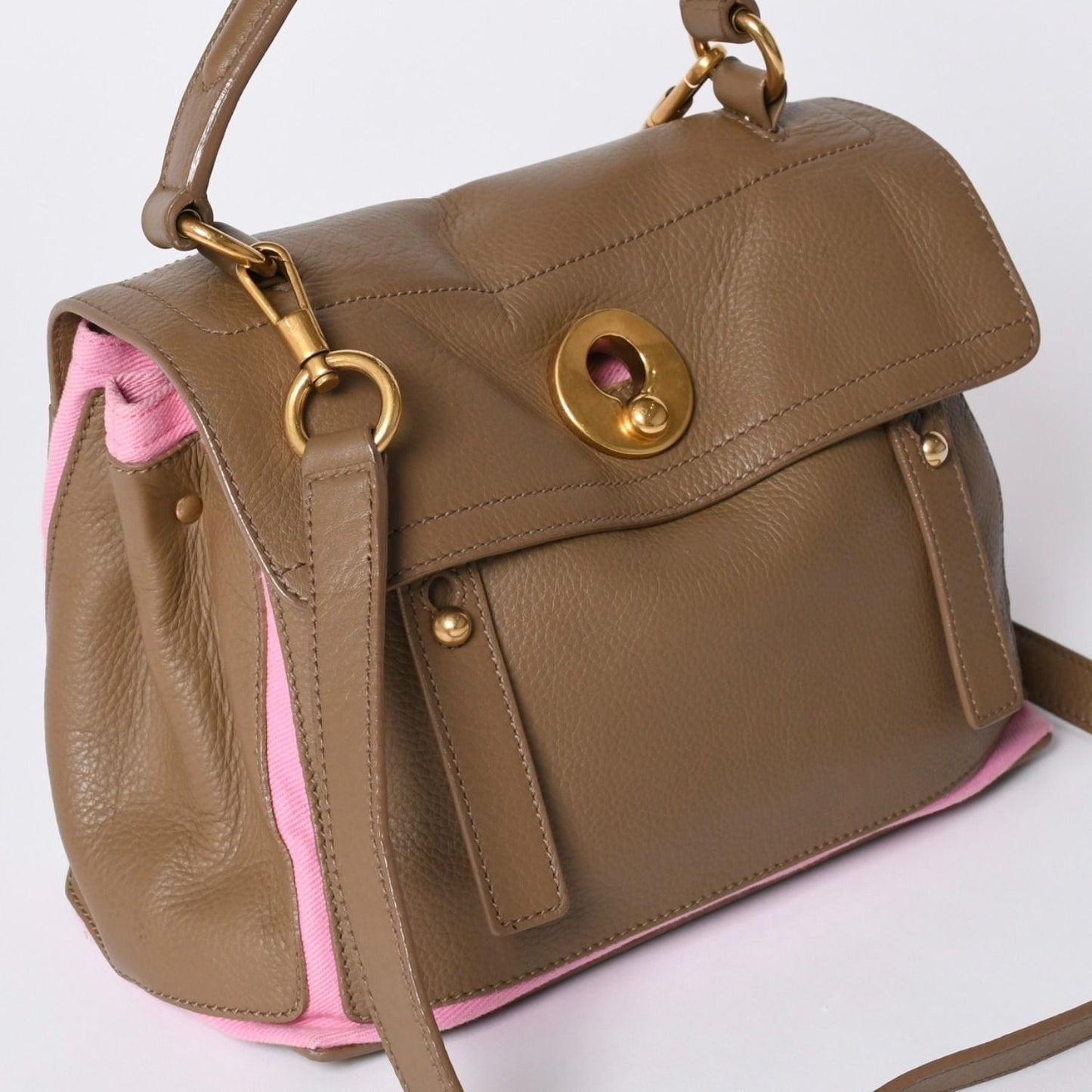 Saint Laurent Muse Two Shoulder Bag Beige Pink Leather Gold — view 3