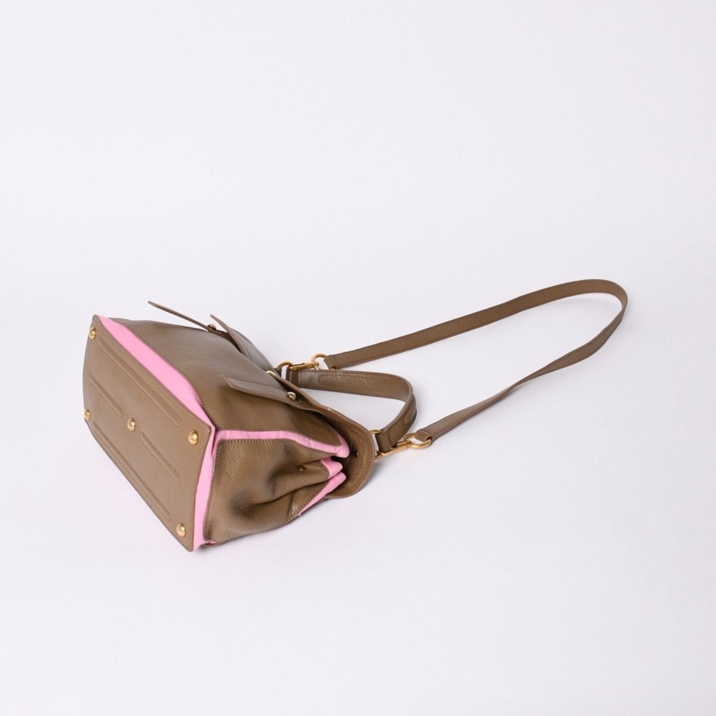 Saint Laurent Muse Two Shoulder Bag Beige Pink Leather Gold — view 8