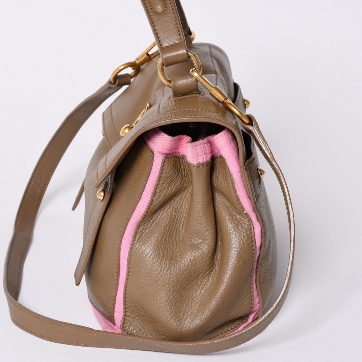 Saint Laurent Muse Two Shoulder Bag Beige Pink Leather Gold — view 4