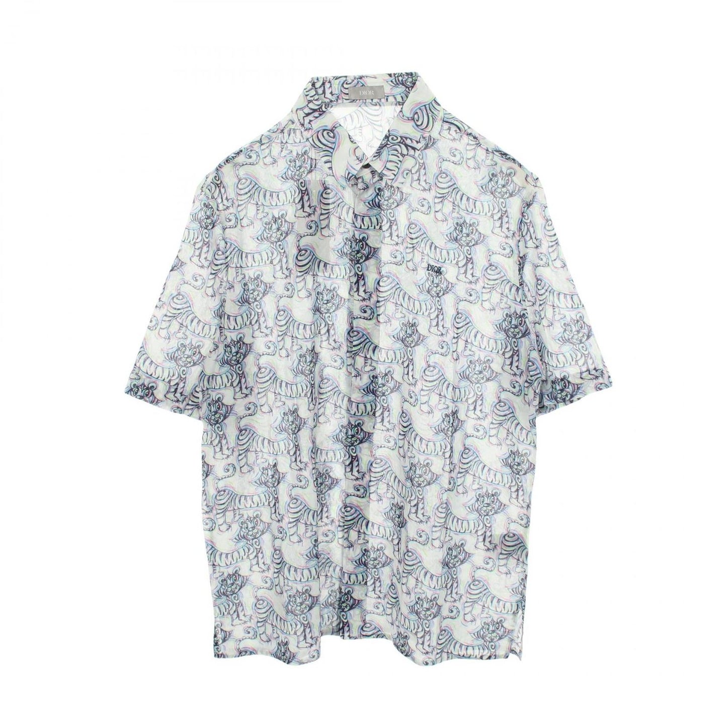 Dior Kenny Scharf Tiger Short Sleeve Cotton Shirt