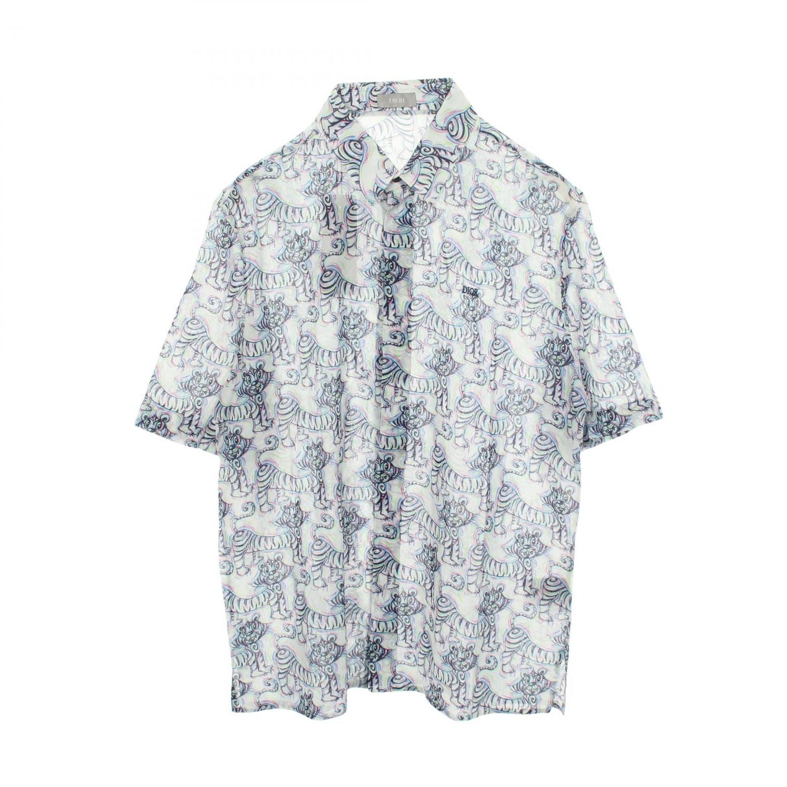 Dior Kenny Scharf Tiger Short Sleeve Cotton Shirt