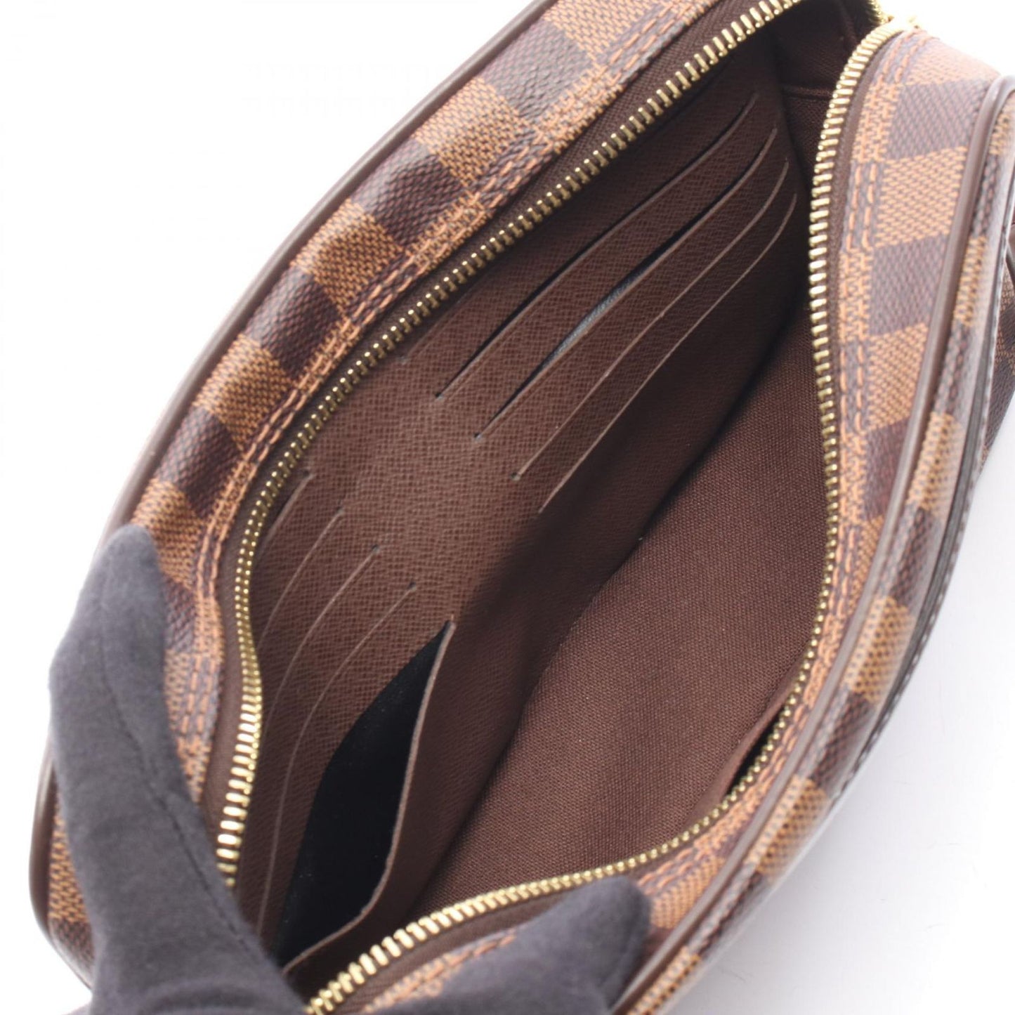 Louis Vuitton Clutch Pochette Saint Paul Damier Ebene Canvas Leather — view 3