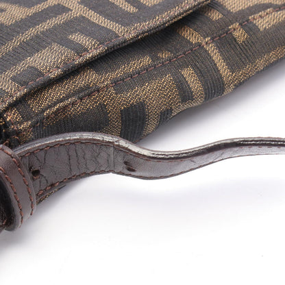 Fendi Shoulder Bag Zucca Black Brown Canvas Leather — view 9