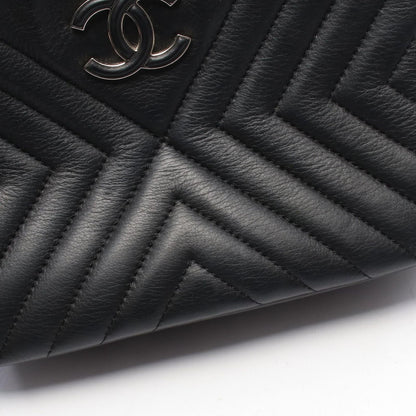 Chanel Shoulder Bag Blanc Stitch Tassel Black Lambskin Quilted Fringe Chain — view 8