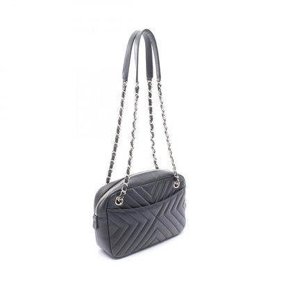 Chanel Shoulder Bag Blanc Stitch Tassel Black Lambskin Quilted Fringe Chain — view 2