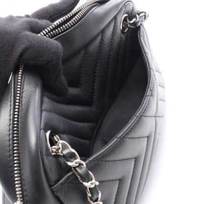 Chanel Shoulder Bag Blanc Stitch Tassel Black Lambskin Quilted Fringe Chain — view 7