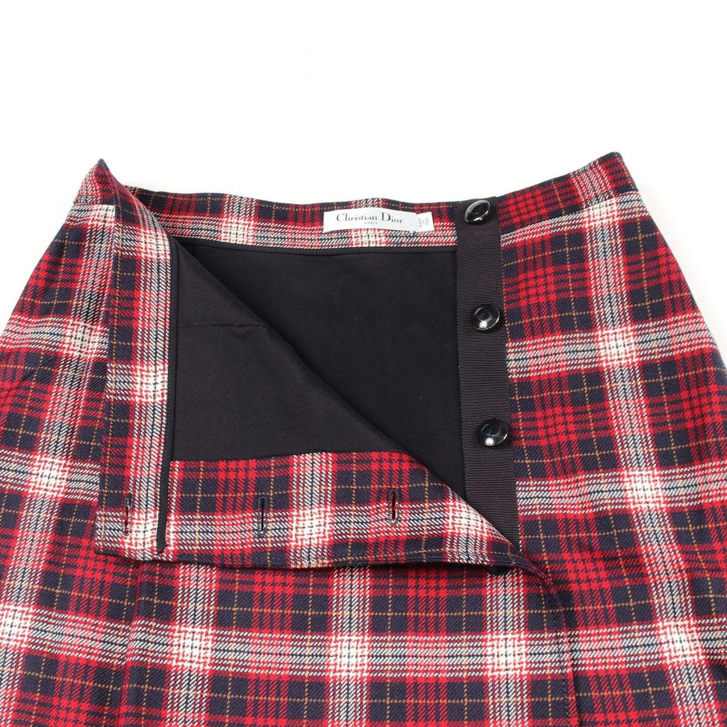 Dior Skirt CD Logo Button Tartan Check Wool — view 5