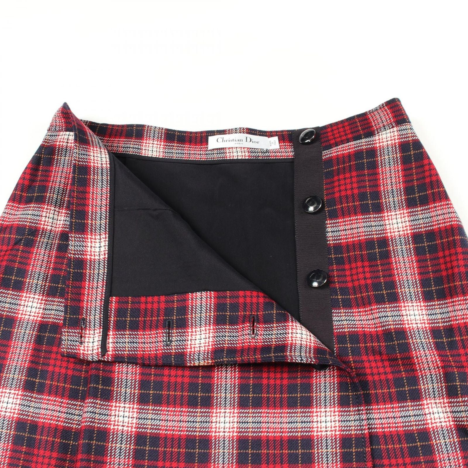 Dior Skirt CD Logo Button Tartan Check Wool — view 5