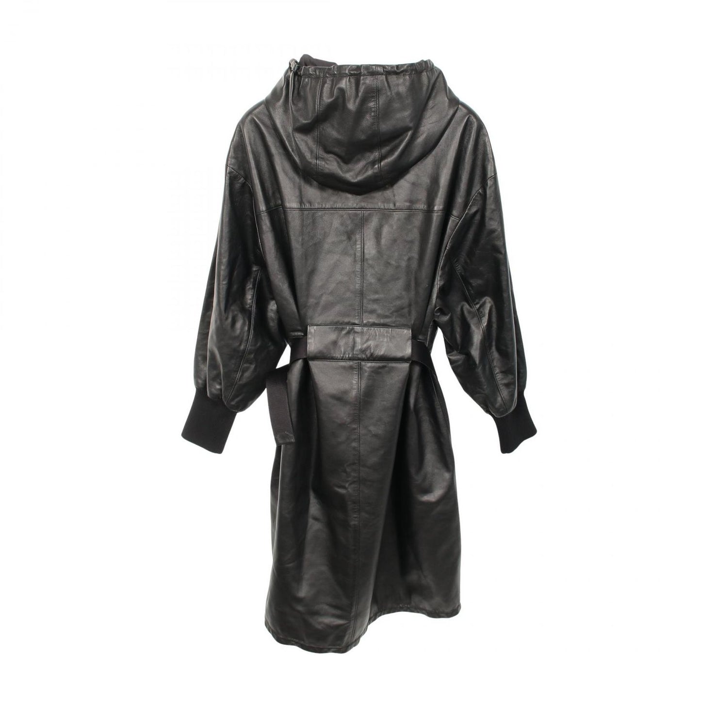 Prada Nappa Leather Hooded Black Coat — view 2