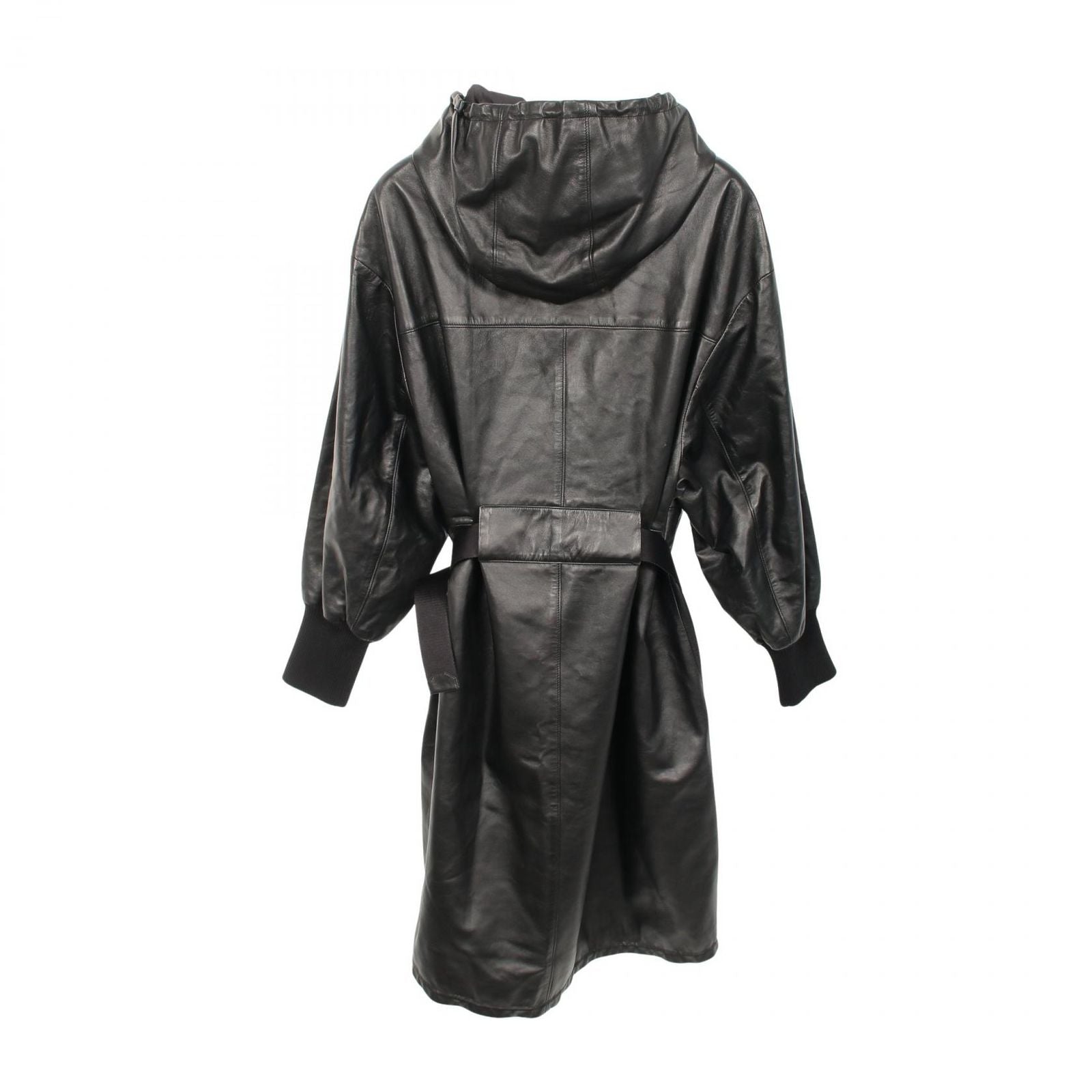 Prada Nappa Leather Hooded Black Coat — view 2