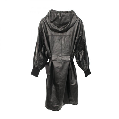 Prada Nappa Leather Hooded Black Coat — view 2