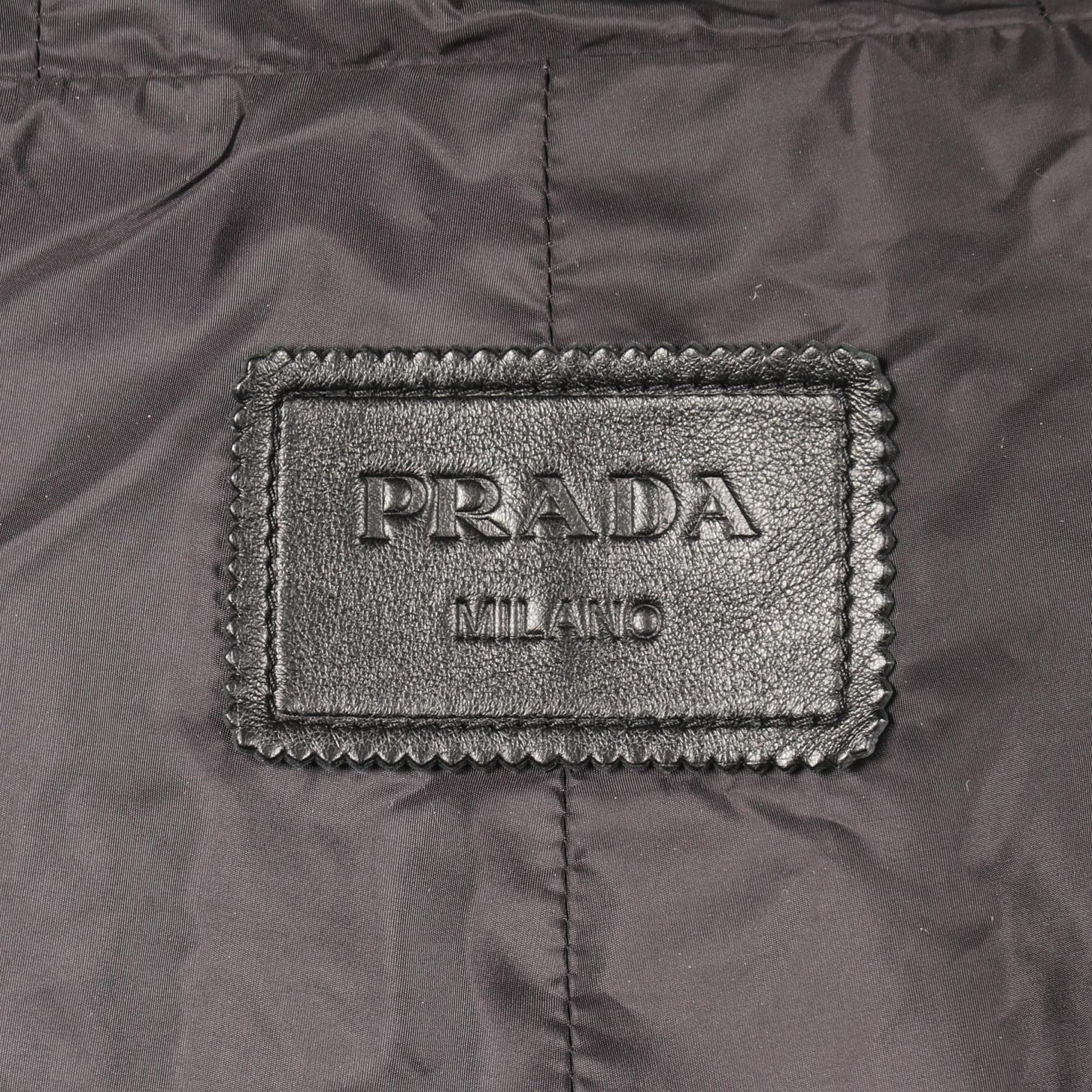 Prada Nappa Leather Hooded Black Coat — view 3