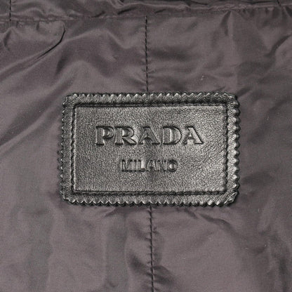 Prada Nappa Leather Hooded Black Coat — view 3