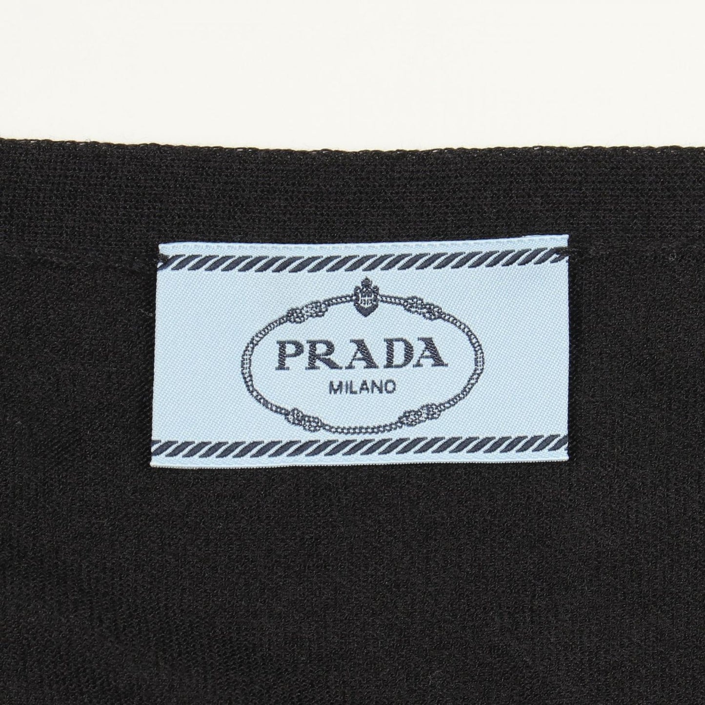 Prada Cardigan Logo Neck Black Silk Cotton — view 3