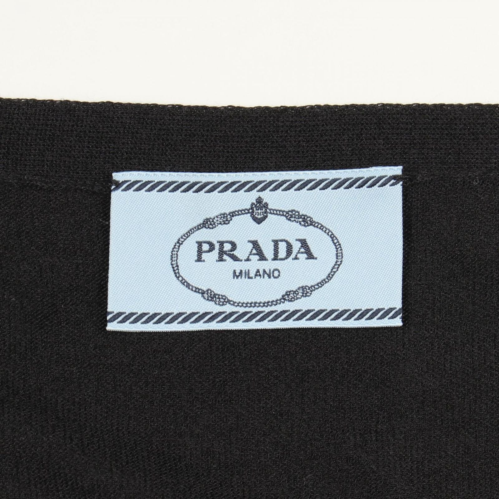 Prada Cardigan Logo Neck Black Silk Cotton — view 3