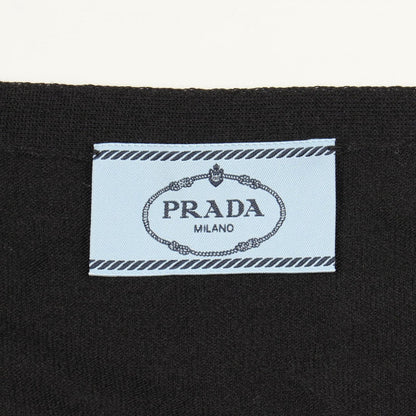 Prada Cardigan Logo Neck Black Silk Cotton — view 3