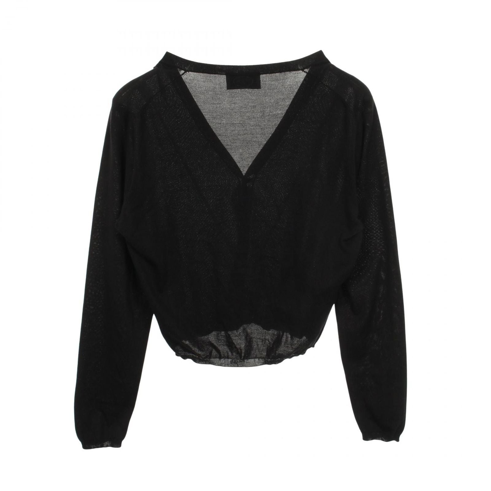 Prada Cardigan Logo Neck Black Silk Cotton — view 2