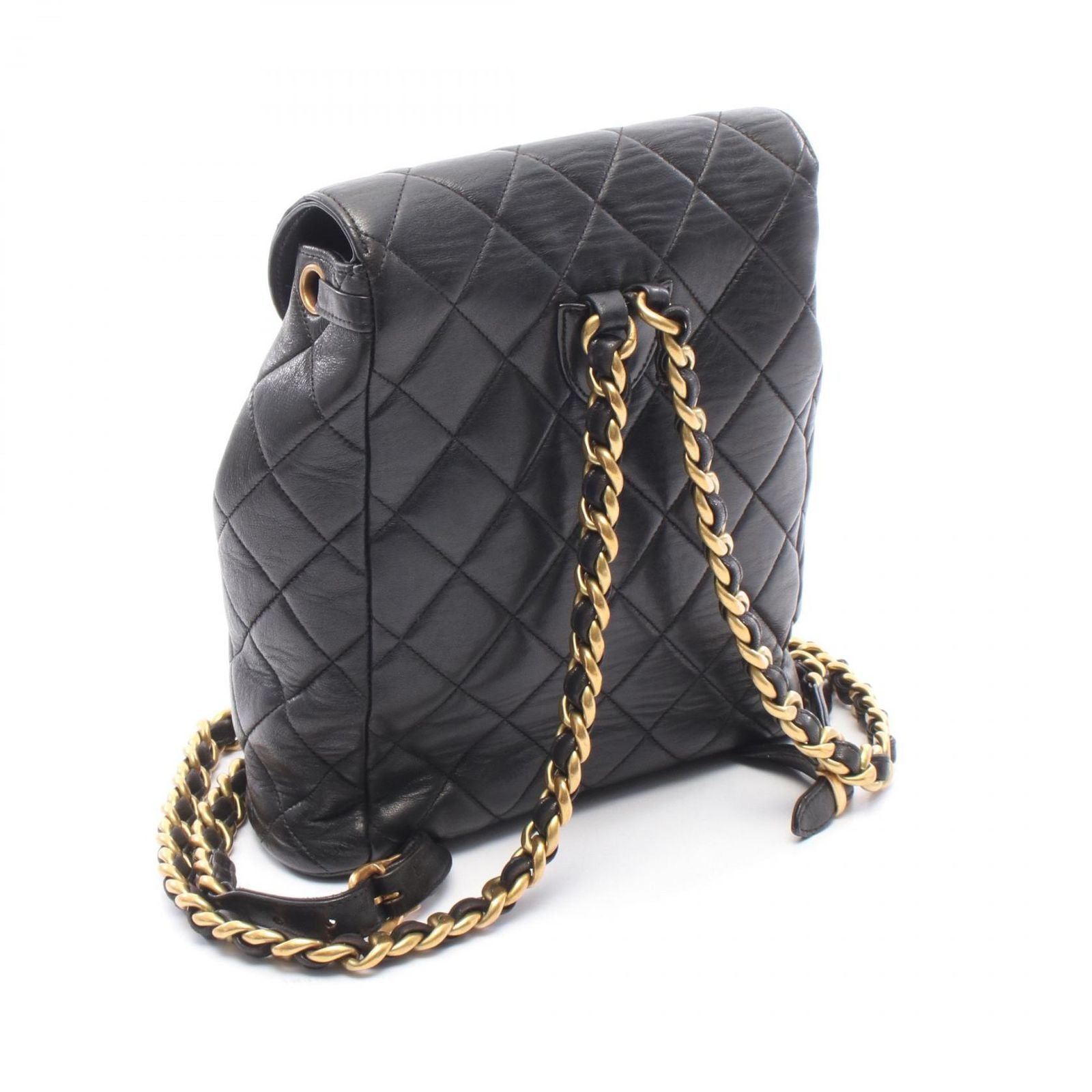 Chanel Backpack Quilted Black Lambskin Double Turnlock Chain — view 2