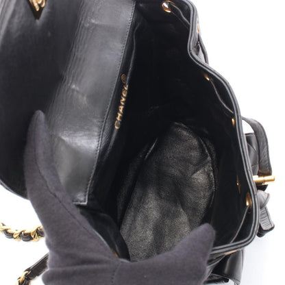 Chanel Backpack Quilted Black Lambskin Double Turnlock Chain — view 3