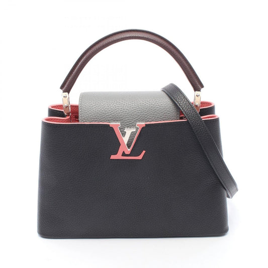 Louis Vuitton Handbag Capucines PM 2-Way Noir Gray Ruby Fuchsia