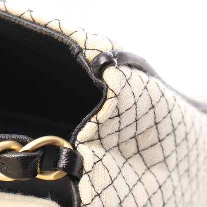 Chanel Shoulder Bag East Waist Micro Quilted Off White Black Patent Leather — view 8