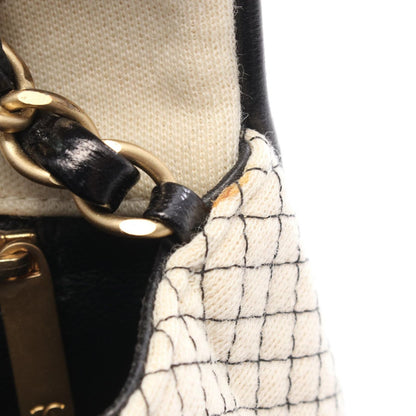 Chanel Shoulder Bag East Waist Micro Quilted Off White Black Patent Leather — view 9