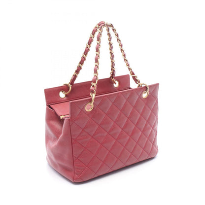 Chanel Handbag Quilted Dark Pink Caviar Leather CC Logo Chain Tote — view 2