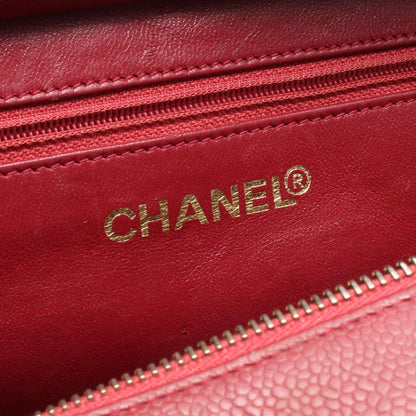 Chanel Handbag Quilted Dark Pink Caviar Leather CC Logo Chain Tote — view 4
